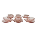 Lot de 6 tasses et sous - tasses en rosaline torsadée arcoroc france Lot de 6 tasses et sous - tasses en rosaline torsadée arcoroc france