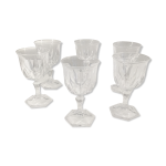 Lot de 6 verres  digestif en cristal taill  pieds octogonales dbut xx sicle