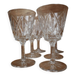 Lot de 6 verres  eau arlequin en verre de cristal de reims 1950