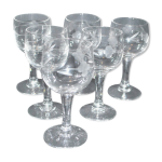 Lot de 6 verres  liqueur vintage ballons alsaciens en verre grav