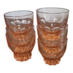 Lot 6 verres  liqueur vintage rosaline en verre translucide rose