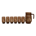 Lot de 6 verres  orangeade et pichet fums avec dcor pi de bl arcoroc