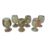 Lot 6 verres  pied vin gobelet en pierre albtre verte