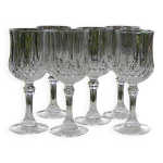 Lot de 6 verres  vin blanc en cristal d'arques. modle longchamp.