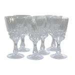 Lot de 6 verres  vin blanc en cristal d'arques. modle pompadour.