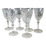 Lot 6 verres vin blanc, cristal bohme. style rgence / empire, 17, 5 cm