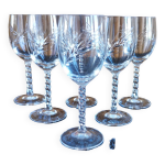 Lot de 6 verres à vin blanc en cristal taillé motif épis Lot de 6 verres à vin blanc en cristal taillé motif épis