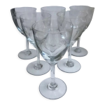Lot de 6 verres  vin en cristal grav annes 30