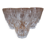 Lot de 6 verres  vin / porto arlequin en verre de cristal de reims 1950