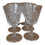 Lot de 6 verres  vin rouge arlequin en verre de cristal de reims 1950