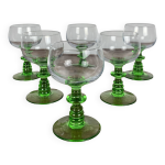 Lot de 6 verre à vin vintage pied vert emeraude Lot de 6 verre à vin vintage pied vert emeraude