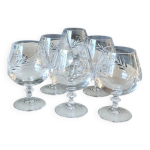 Lot 6 x verres  cognac. modle fleury / cristal arques. pis bl