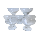 Lot de 7 coupes  champagne en cristal grav, annes 50 - 60