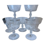 Lot de 7 coupes  champagne en cristal grav dbut xxme