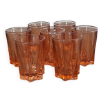 Lot 7 verres  liqueur vintage rosaline en verre translucide rose