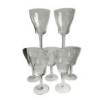 Lot de 7 verres � vin, eau en cristal grav� ann�es 50 - 60
