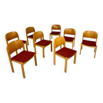 Lot 8 anciennes chaises bois design scandinave des années 80 vintage Lot 8 anciennes chaises bois design scandinave des années 80 vintage
