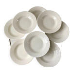 Lot de 8 assiettes creuses digoin sarreguemines mod�le alphabet relief beiges ann�es 40