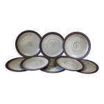 Lot de 8 assiettes à dessert en céramique poterie hautes ribes grasse Lot de 8 assiettes à dessert en céramique poterie hautes ribes grasse