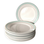 Lot de 8 assiettes  dessert lunville modle rgence , vert blanc et dor
