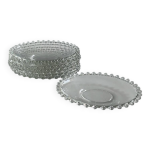 Lot de 8 assiettes dessert en verre transparent bord perl style