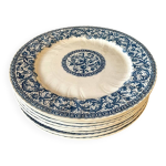 Lot de 8 assiettes en faence de gien modle rouen guirlandes et feuillages bleu