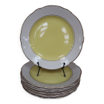 Lot de 8 assiettes plates kg lunville jaune et blanche