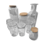 Lot de 8 bocaux, carafe et verre 100% recyclé Lot de 8 bocaux, carafe et verre 100% recyclé
