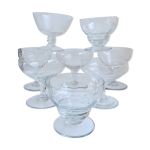 Lot de 8 coupes � champagne en cristal grav� ann�es 50