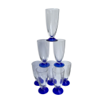 Lot de 8 coupes à champagne à pieds bleu années 60 - 70 Lot de 8 coupes à champagne à pieds bleu années 60 - 70