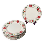 Lot de 8 grandes assiettes porcelaine cameo florals malaysia 1970 90