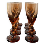 Lot de 8 verres en cristal de portieux ambr� vintage ann�es 70