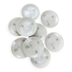 Lot de 9 assiettes florales en faence de gien