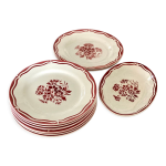 Lot de 9 assiettes et plat digoin sarreguemines modle champtre motif ?illets rouges