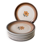 Lot de 9 assiettes plates en grs gien fleuries 1970