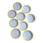 Lot de 9 assiettes plates jaune et dor