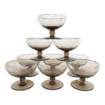 Lot de 9 coupes � champagne en verre fum�