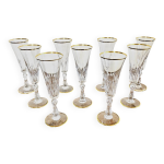 Lot de 9 flûtes à champagne en cristal saint - louis modèle lozère Lot de 9 flûtes à champagne en cristal saint - louis modèle lozère