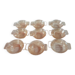 Lot de 9 ramequins bol vintage verre ambré avec anses Lot de 9 ramequins bol vintage verre ambré avec anses