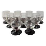 Lot de 9 verres à digestifs verres ciselé pieds grenats art déco Lot de 9 verres à digestifs verres ciselé pieds grenats art déco
