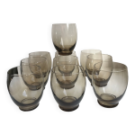 Lot de 9 verres  eau design en verre fum art dco annes 30