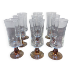 Lot de 9 verres  pied vintage ambrs annes 70