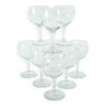 Lot de 9 verres  vin anciens, gravs, 1940