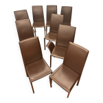 Lot chaises en cuir marron roche bobois