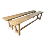 Lot de deux bancs en chne massif clair