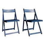 Lot de deux chaises bleues pliantes Lot de deux chaises bleues pliantes