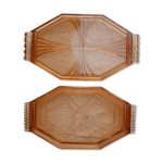 Lot de deux plateaux en verre orange