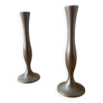 Lot de deux soliflores ou chandeliers vintage en tain metal argent