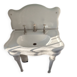 Lot d'un lavabo et sa cr�dence r�tro en c�ramique