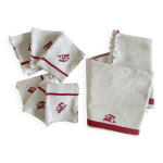 Lot de nappe ancienne et 6 serviettes brodés se - 140x125cm - coton Lot de nappe ancienne et 6 serviettes brodés se - 140x125cm - coton
